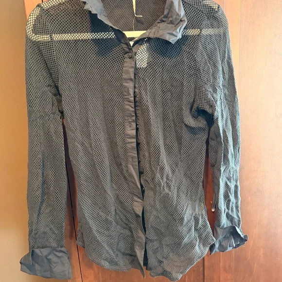 Free People Siggi Open Stitch Cotton Button-Up Shirt - Picture 4 of 6